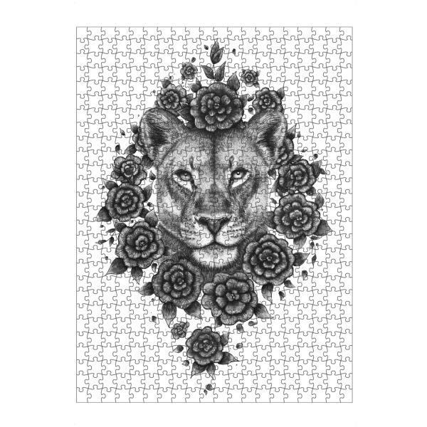 artboxONE Puzzle "Lioness in flowers" artboxONE - Natur,Floral,Tiere,Für Mama,Lustig