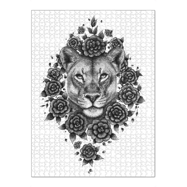 Puzzle Ravensburger "Lioness in flowers" artboxONE - Natur,Floral,Tiere,Für Mama,Lustig