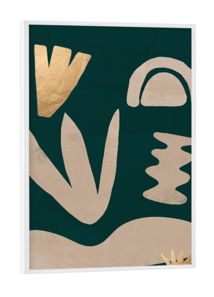 Poster mit weißem Rahmen "Leaf Crown Green" artboxONE - Abstrakt,Geometrie