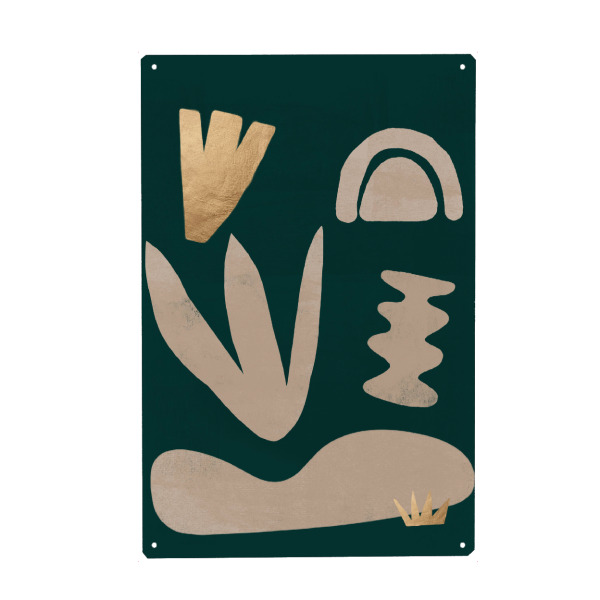 Metall Poster "Leaf Crown Green" artboxONE - Abstrakt,Geometrie