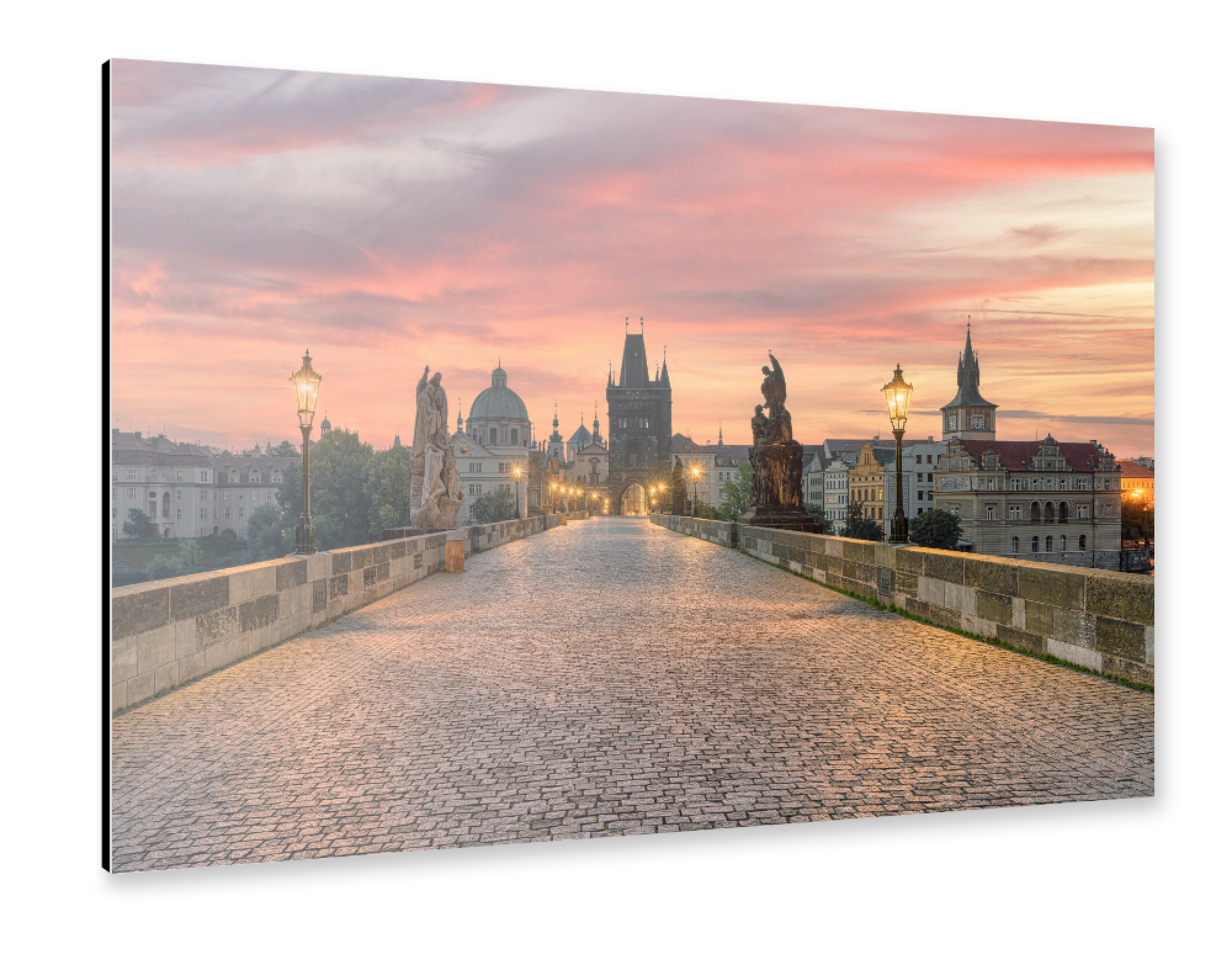 Alu-Dibond "Karlsbrücke Prag am Morgen" 30x20 cm artboxONE