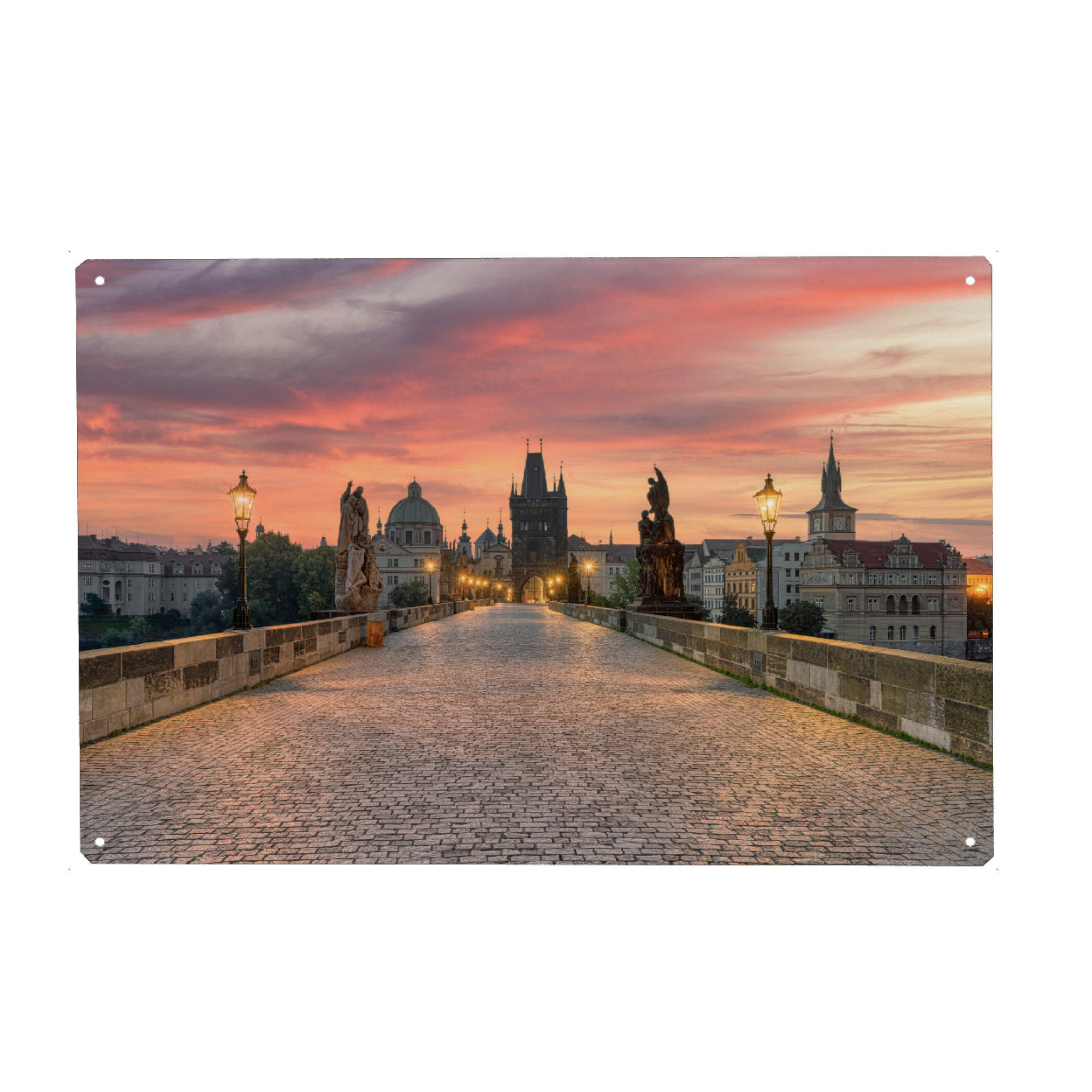 Metall Poster "Karlsbrücke Prag am Morgen" artboxONE - Reise,Reise / Länder,Städte / Prag