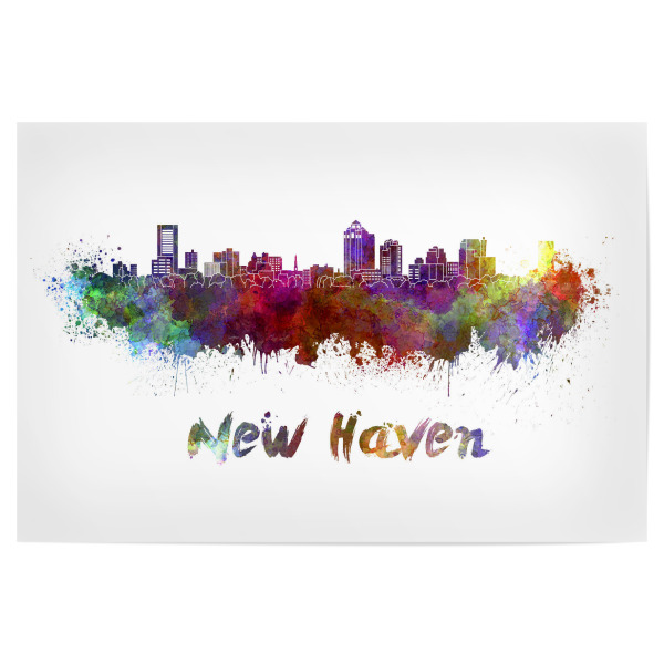 Poster "NEW HAVEN skyline in watercolor-b" artboxONE - Städte,Abstrakt,Architektur
