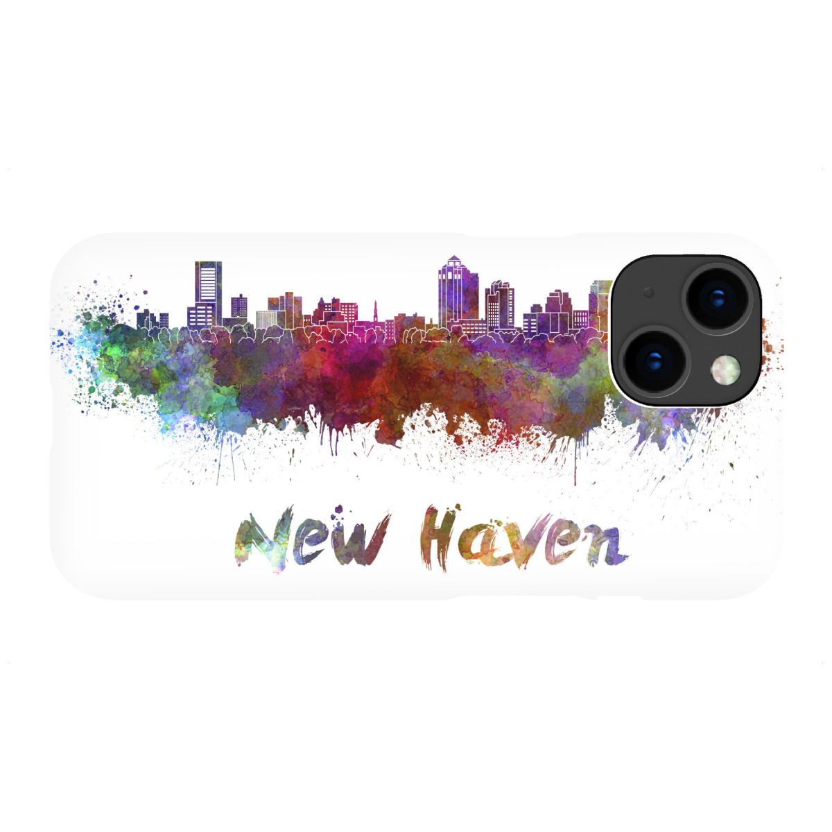 "NEW HAVEN skyline in watercolor-b"für iPhone - Premium-Case Handyhülle artboxONE