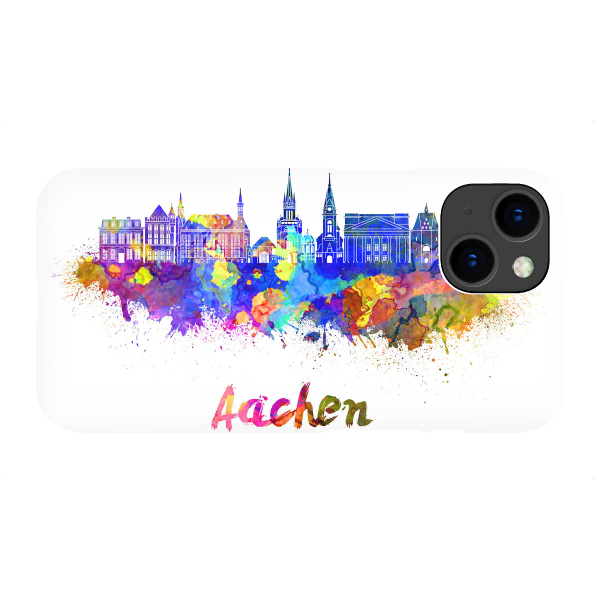 "Aachen skyline in watercolor-b"für iPhone - Premium-Case Handyhülle artboxONE