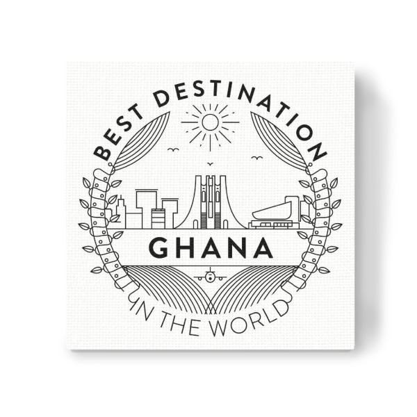 Leinwandbild "Ghana Badge" artboxONE - Reise - City,Badge,Design,Graphic,Minimal,Skyline,Vector,Monogram,Line,Style,Travel,Landmark,Ghana,Africa