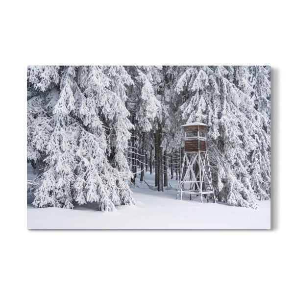 Galerie-Print "Schnee, Wald und Hochsitz" 30x20 cm artboxONE