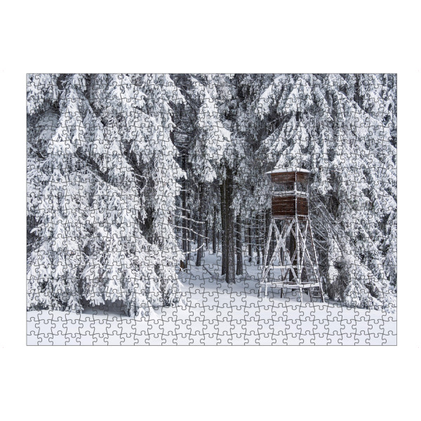 artboxONE Puzzle "Schnee, Wald und Hochsitz" artboxONE - Natur,Reise