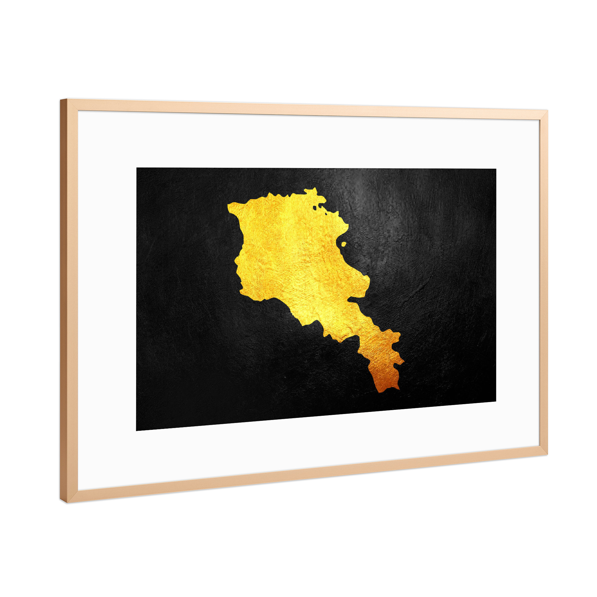 Poster mit Rahmen Kupfer "Armenia Gold Map" artboxONE - Reise / Länder - Armenia,Gold,Map,Karte