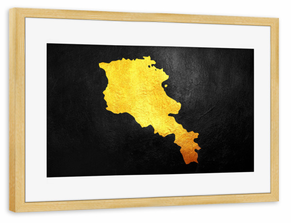 Poster mit Rahmen kiefer "Armenia Gold Map" artboxONE - Reise / Länder - Armenia,Gold,Map,Karte