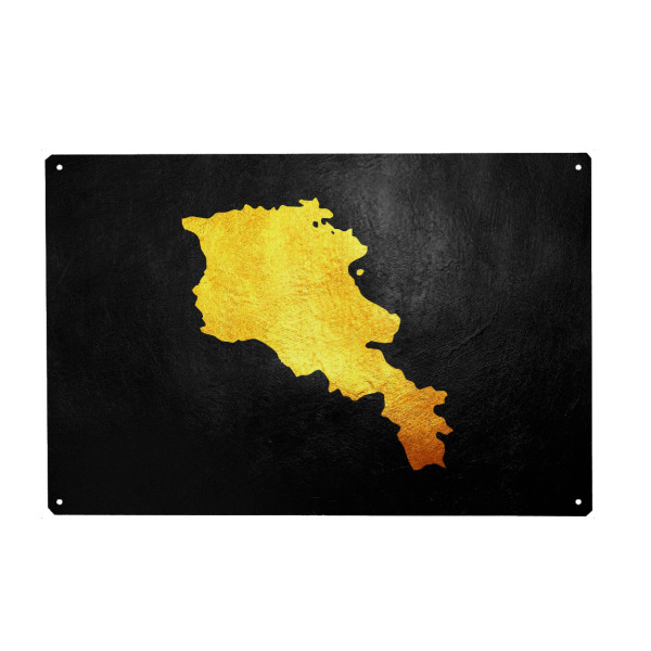 Metall Poster "Armenia Gold Map" artboxONE - Reise / Länder - Armenia,Gold,Map,Karte - Blechschild