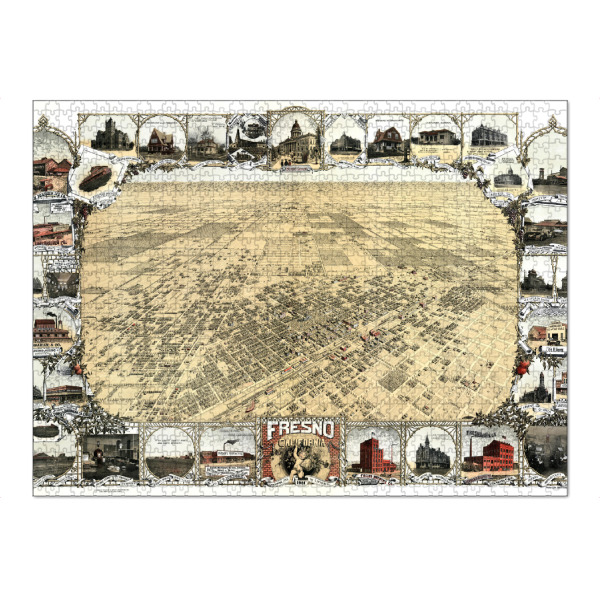 Puzzle Ravensburger "Pictorial Map Fresno-California" artboxONE - Architektur,Kartografie