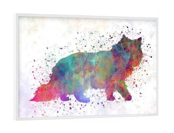 Poster mit weißem Rahmen "Forest cat in watercolor" artboxONE - Tiere,Abstrakt