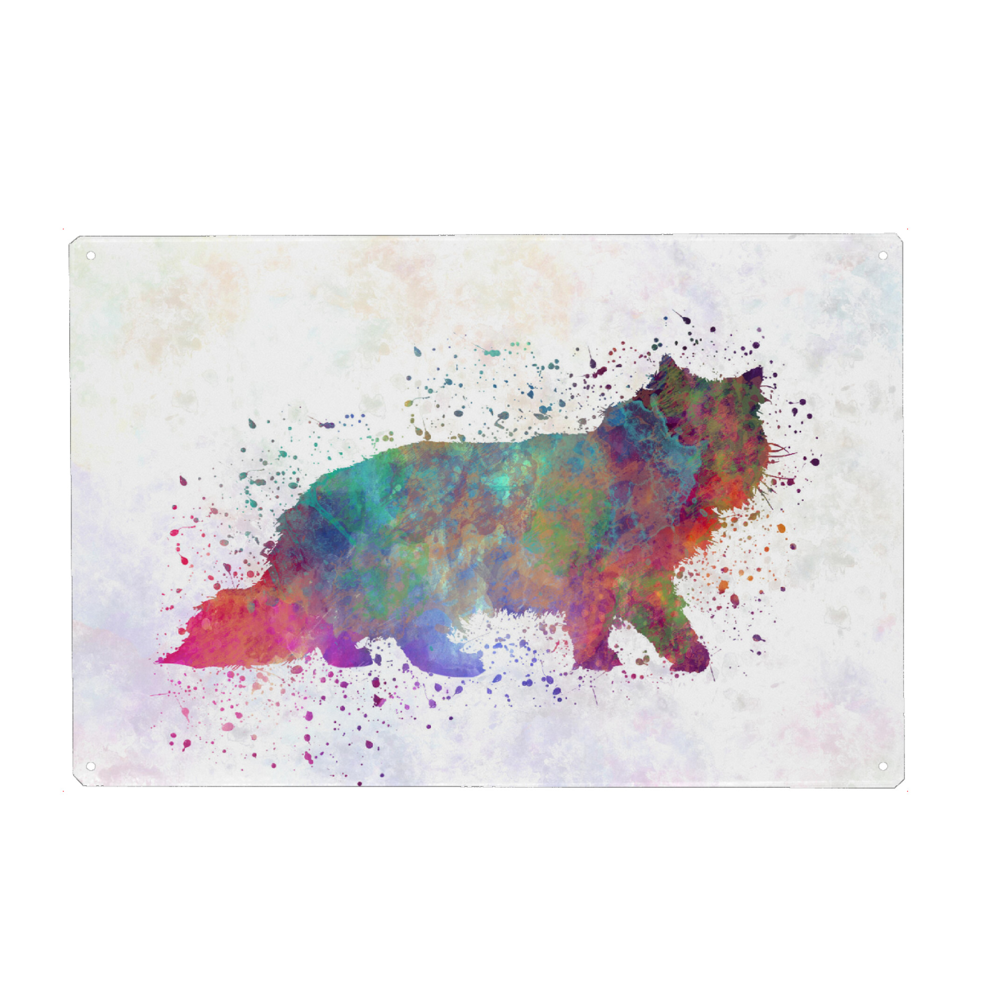Metall Poster "Forest cat in watercolor" artboxONE - Tiere,Abstrakt