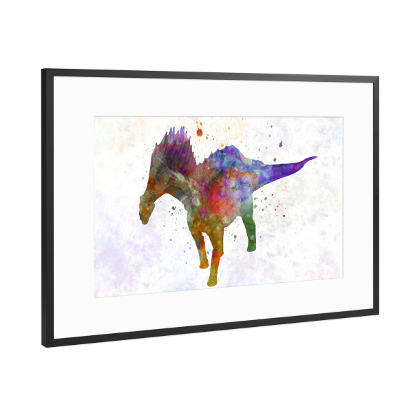 Poster mit Rahmen Schwarz (Metallic) "Amargasaurus in watercolor" artboxONE - Tiere,Abstrakt