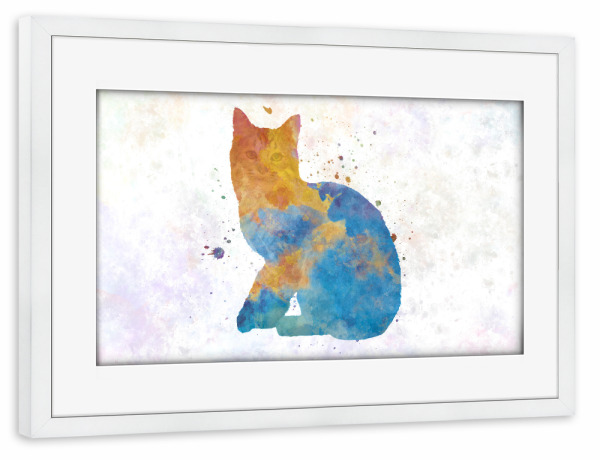 Poster mit Rahmen weiß "Pixie bob in watercolor" artboxONE - Tiere,Abstrakt