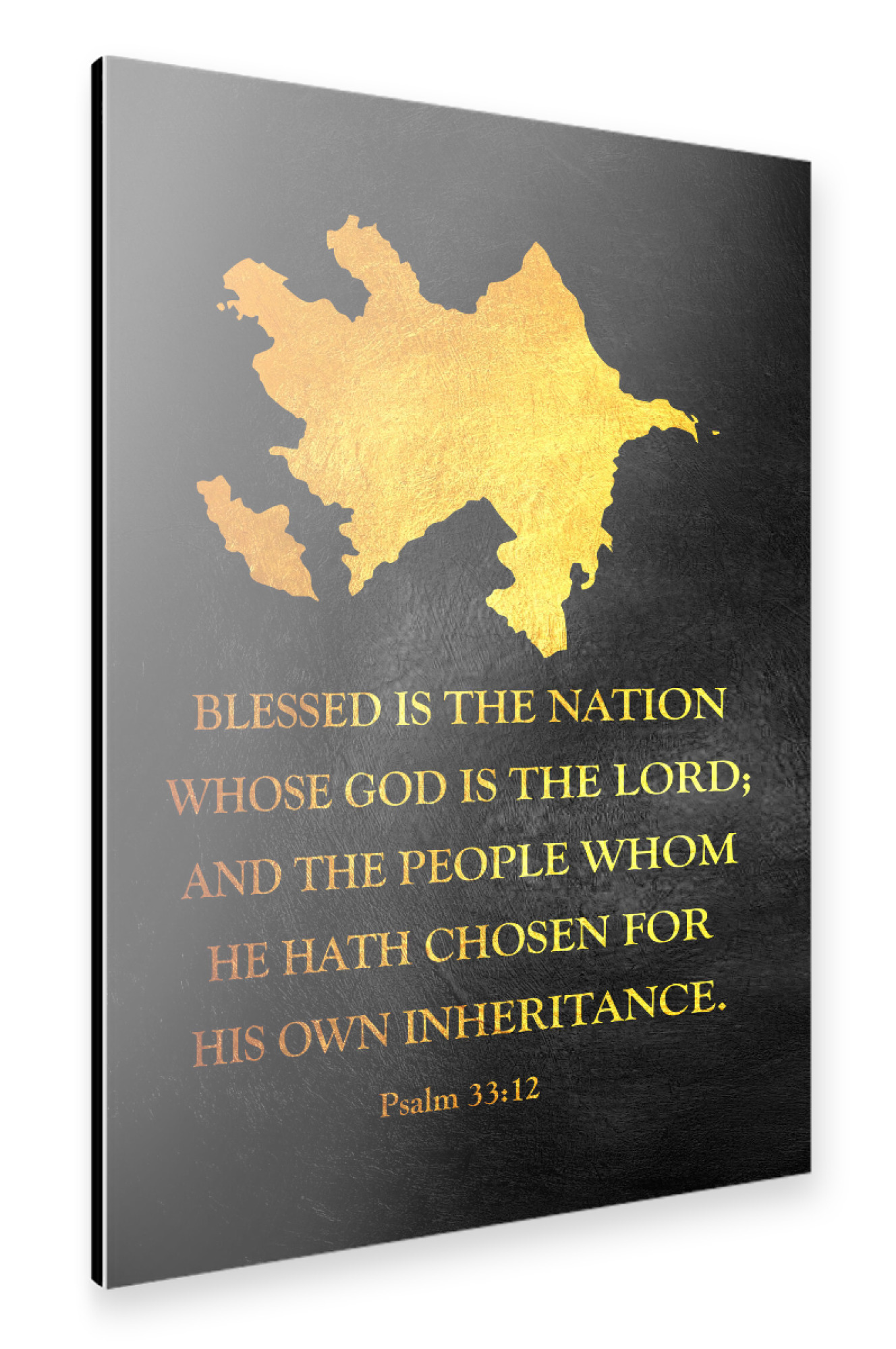 Alu-Dibond "Azerbaijan Bible Verse Gold Map" 30x20 cm artboxONE
