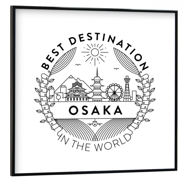 Poster mit schwarzem Rahmen 30x30 cm "Osaka Badge" artboxONE - Städte,Reise