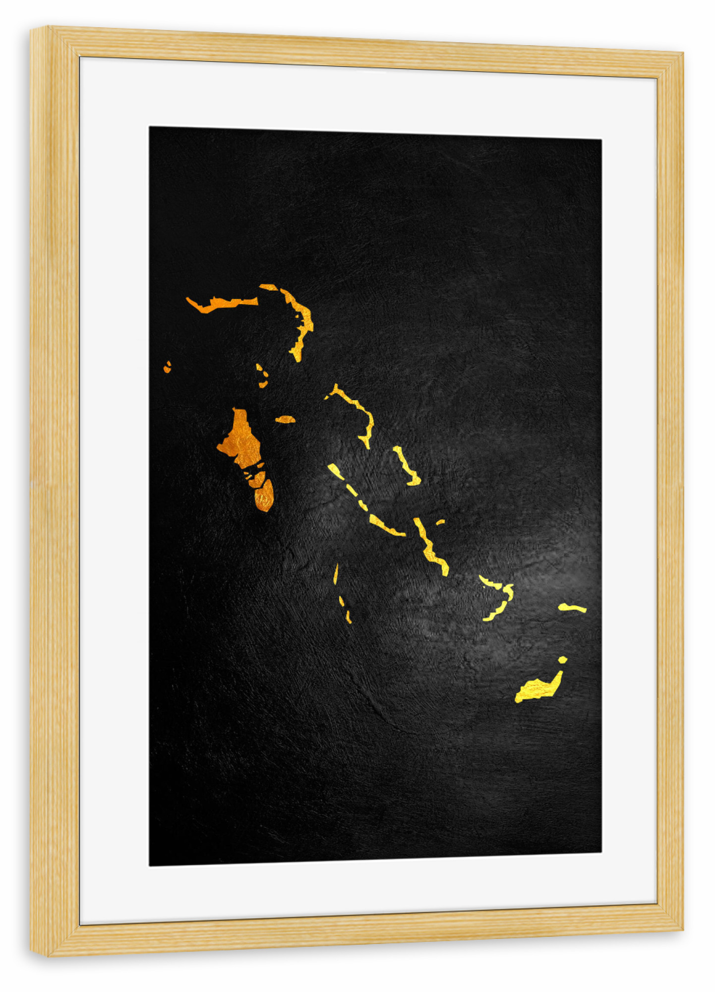 Poster mit Rahmen kiefer "Bahamas Gold Map" artboxONE - Reise / Länder,Kartografie - Bahamas,Gold,Map,Karte