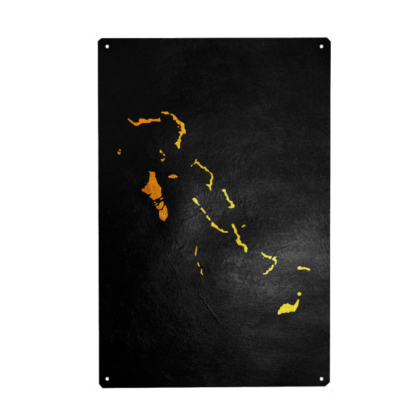 Metall Poster "Bahamas Gold Map" artboxONE - Reise / Länder,Kartografie - Bahamas,Gold,Map,Karte - Blechschild
