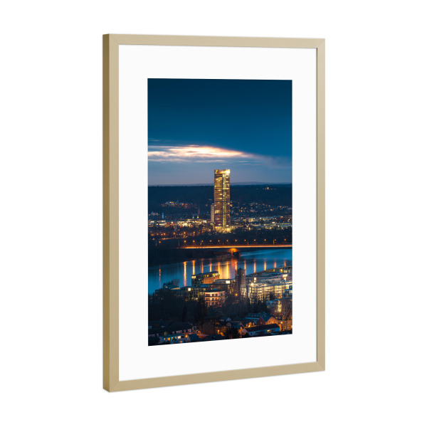 Poster mit Rahmen Gold "Bonn Blaue Stunde" artboxONE - Städte