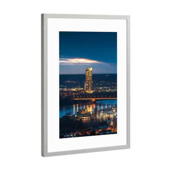 Poster mit Rahmen Silber "Bonn Blaue Stunde" artboxONE - Städte