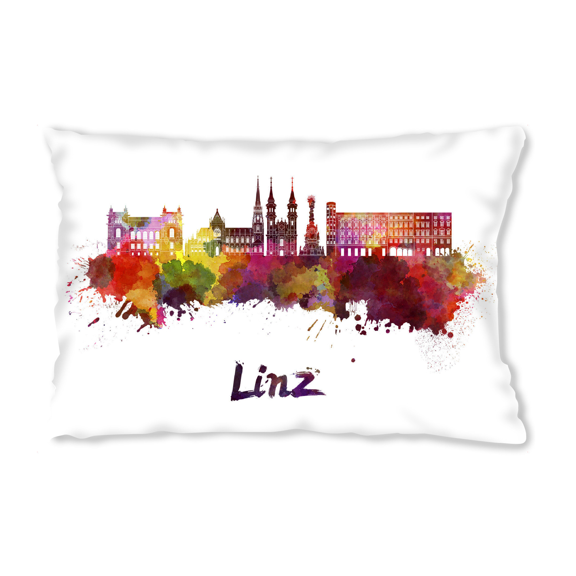 Design-Kissen "LINZ skyline in watercolor-h" artboxONE - Städte,Abstrakt,Architektur