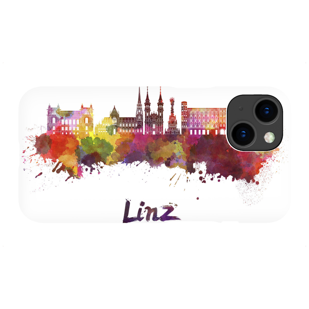 "LINZ skyline in watercolor-h"für iPhone - Premium-Case Handyhülle artboxONE