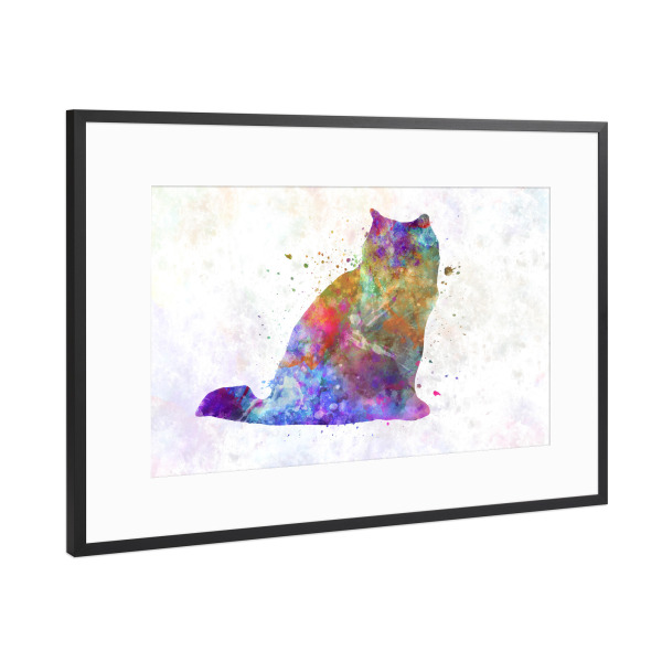 Poster mit Rahmen Schwarz (Metallic) "Himalayan cat in watercolor" artboxONE - Tiere,Abstrakt