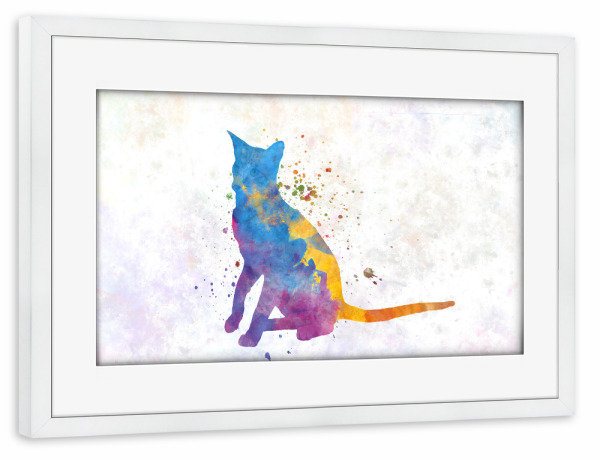 Poster mit Rahmen weiß "Oriental cat in watercolor" artboxONE - Tiere,Abstrakt