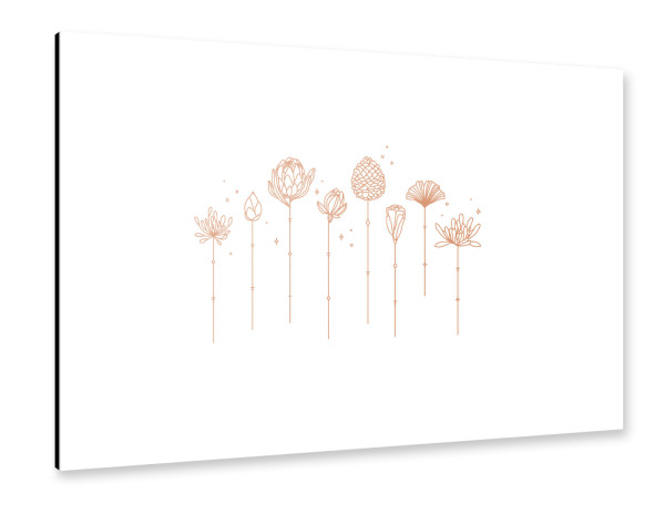 Alu-Dibond "Art deco line flowers beige" 30x20 cm artboxONE