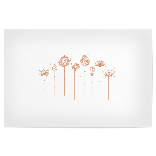 Art deco line flowers beige