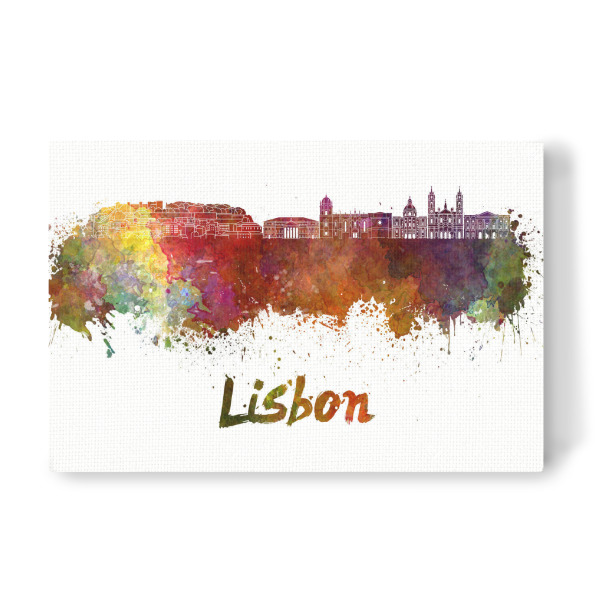 Leinwandbild "LISBON-v2 skyline in watercolor-k" artboxONE - Städte,Abstrakt,Architektur