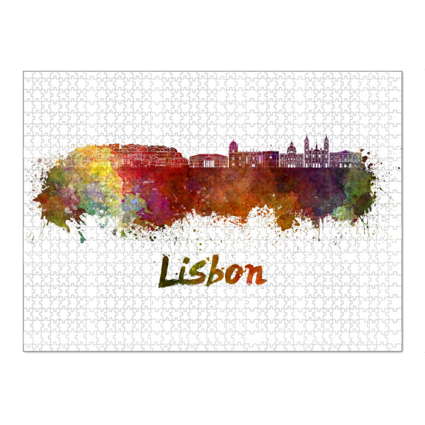 Puzzle Ravensburger "LISBON-v2 skyline in watercolor-k" artboxONE - Städte,Abstrakt,Architektur