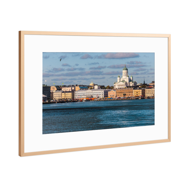 Poster mit Rahmen Kupfer "Helsinki Skyline, Finland" artboxONE - Städte - Helsinki,Finland,Skyline,Nordic,Architecture,Sea,Baltic,Waterfront,Finnish
