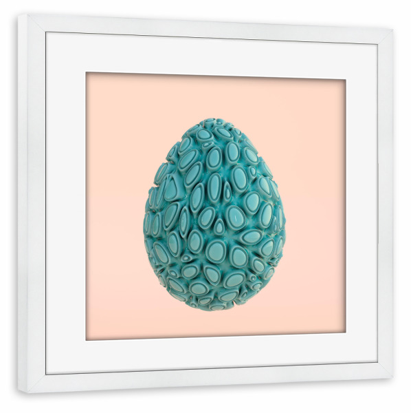 Poster mit Rahmen weiß "Egg-inspired geometric shape" artboxONE - Abstrakt - Abstract,Egg,3d,Rendering,Shape,Organic,Art,Geometry,Egg-shape,Pastel