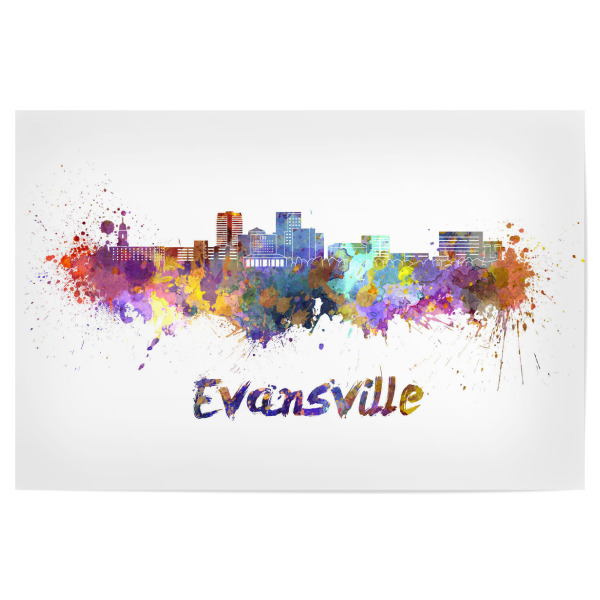 Poster 30x20 cm "EVANSVILLE skyline in watercolor-b" artboxONE - Städte,Abstrakt,Architektur
