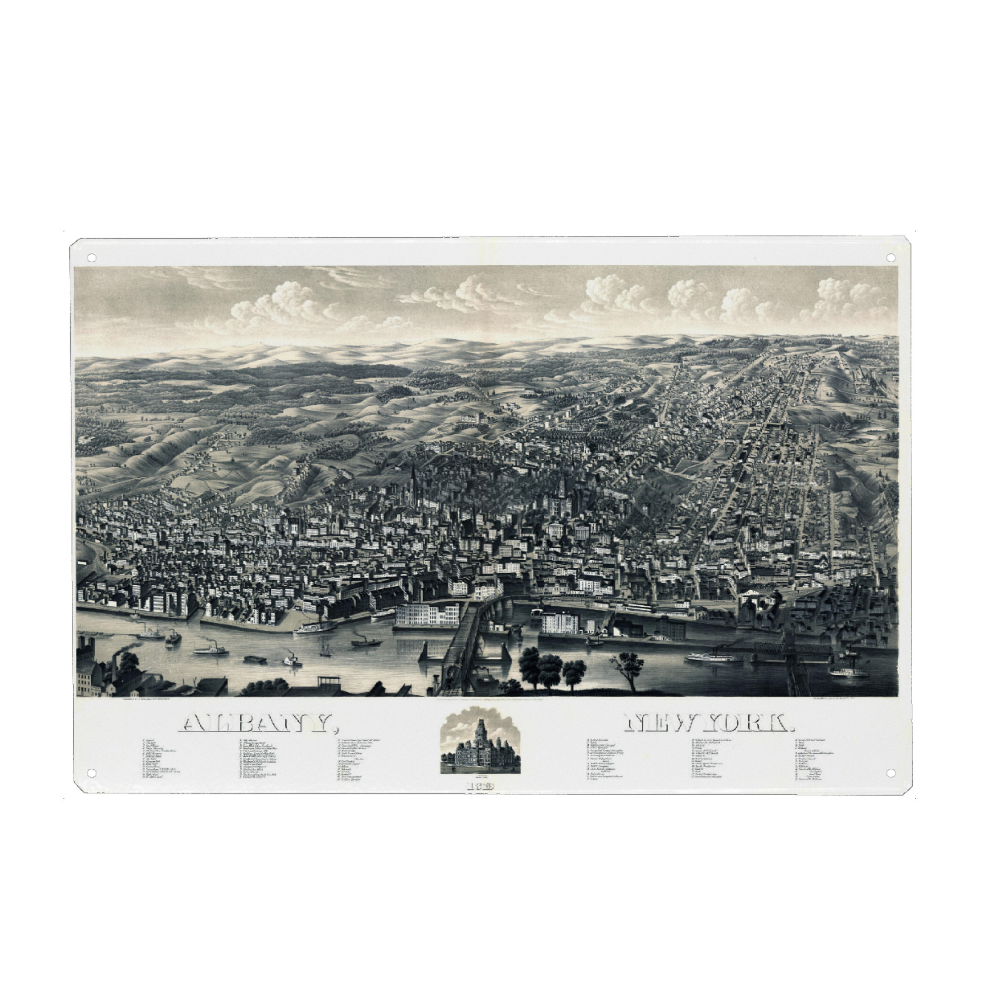 Metall Poster "Antique Map Albany- New York" artboxONE - Architektur,Kartografie