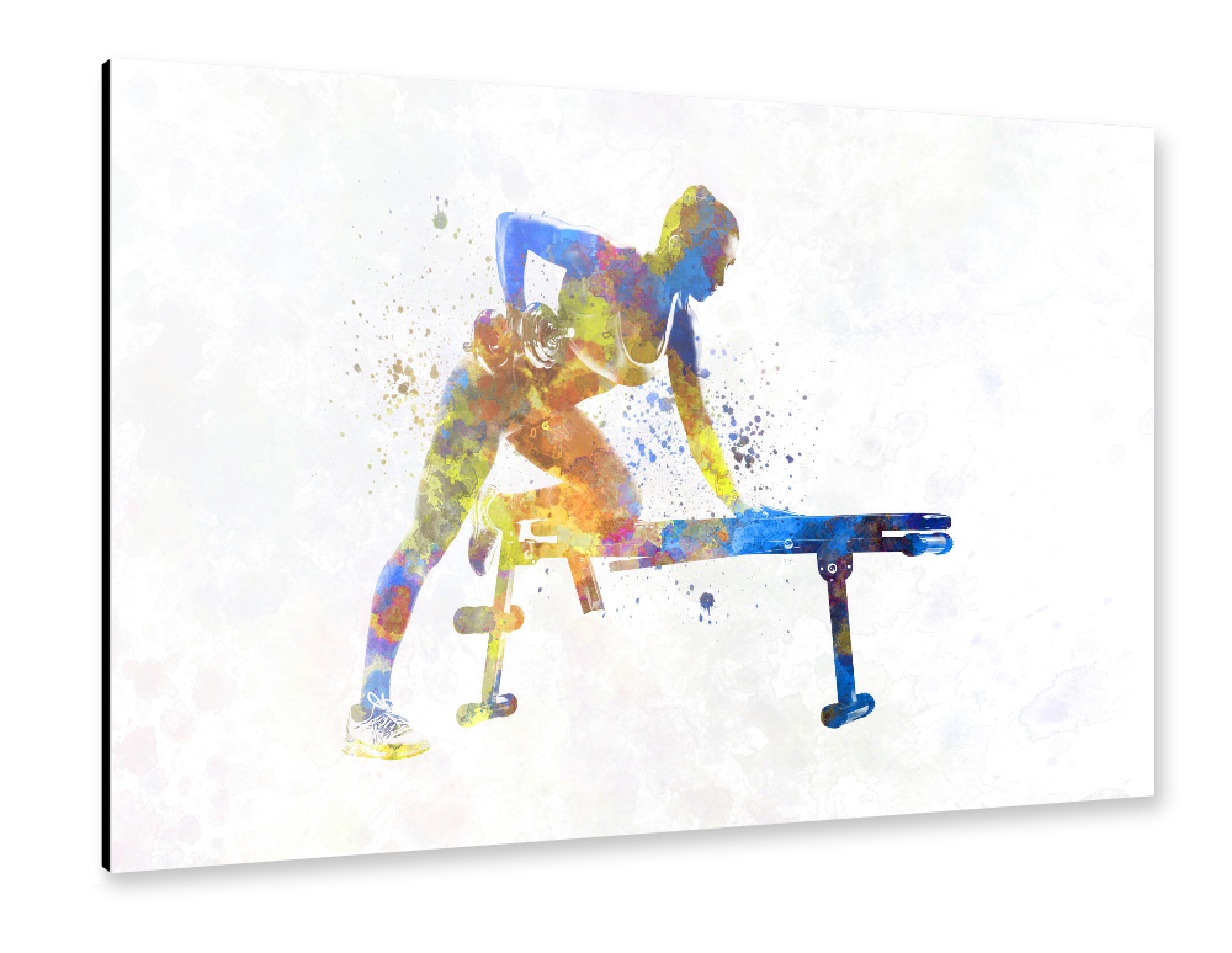 Alu-Dibond "Practicing fitness in watercolor-f" 75x50 cm artboxONE