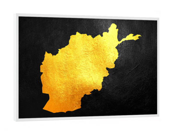 Poster mit weißem Rahmen "Afghanistan Gold Map" artboxONE - Reise / Länder,Kartografie - Afghanistan,Gold,Map,Karte