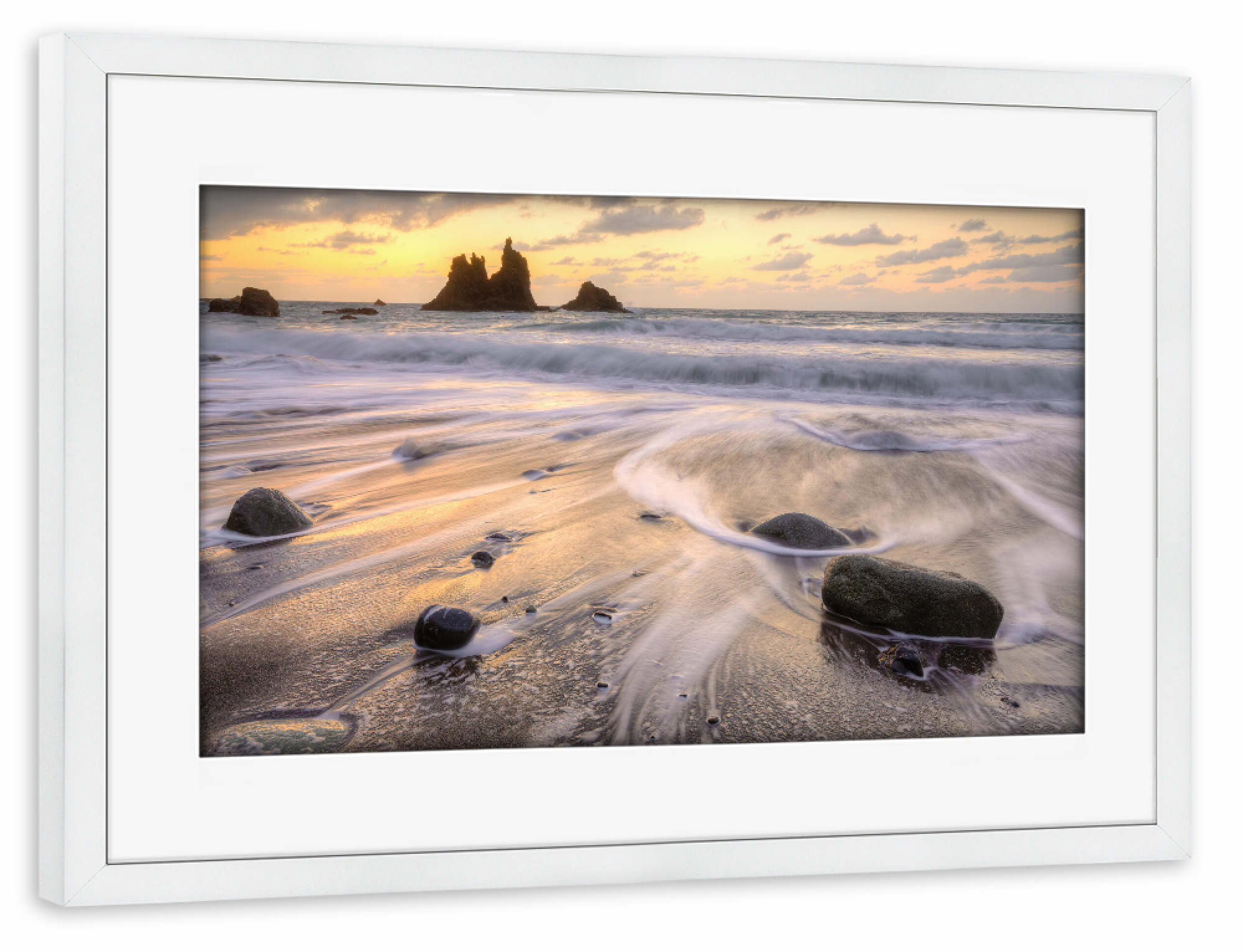 Poster mit Rahmen weiß "Playa de Benijo auf Teneriffa" artboxONE - Natur,Reise,Reise / Strand und Meer