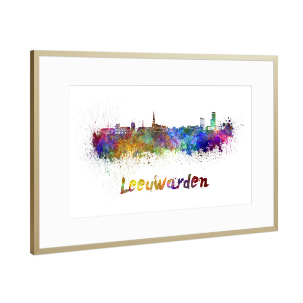 Poster mit Rahmen Gold "LEEUWARDEN skyline-k" artboxONE - Städte,Abstrakt,Architektur