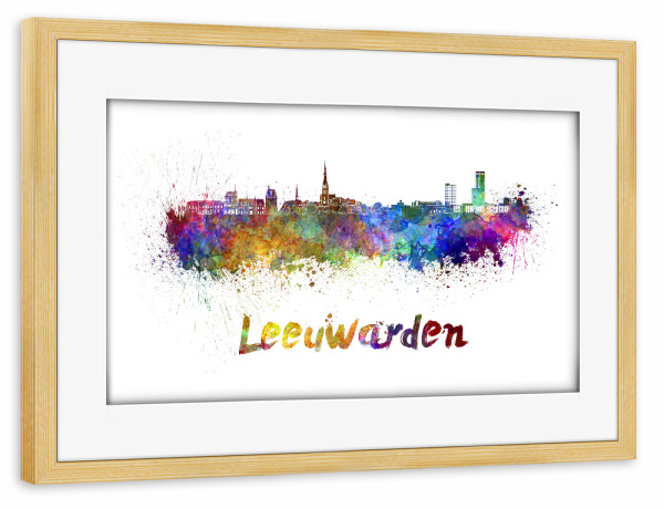 Poster mit Rahmen kiefer "LEEUWARDEN skyline-k" artboxONE - Städte,Abstrakt,Architektur