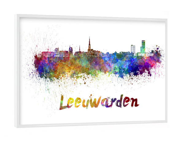 Poster mit weißem Rahmen "LEEUWARDEN skyline-k" artboxONE - Städte,Abstrakt,Architektur