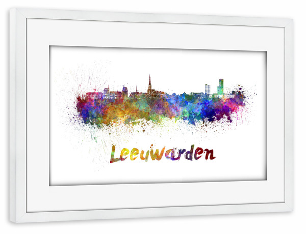 Poster mit Rahmen weiß "LEEUWARDEN skyline-k" artboxONE - Städte,Abstrakt,Architektur