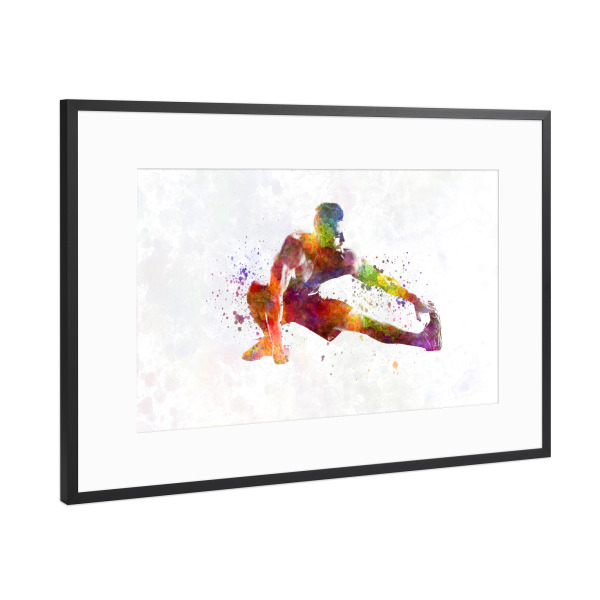 Poster mit Rahmen Schwarz (Metallic) "Fitness exercise in watercolor-a" artboxONE - Abstrakt,Sport