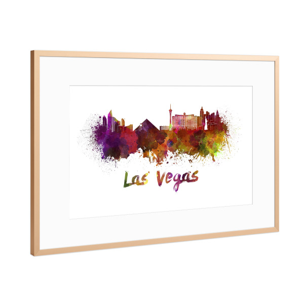Poster mit Rahmen Kupfer "LAS VEGAS skyline in watercolor" artboxONE - Städte,Abstrakt,Architektur