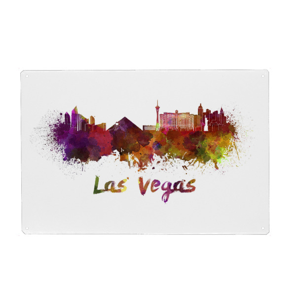 Metall Poster "LAS VEGAS skyline in watercolor" artboxONE - Städte,Abstrakt,Architektur