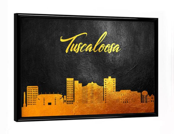 Poster mit schwarzem Rahmen "Tuscaloosa Alabama Gold" artboxONE - Städte - Tuscaloosa,Alabama,Gold,Skyline,City,Stadt