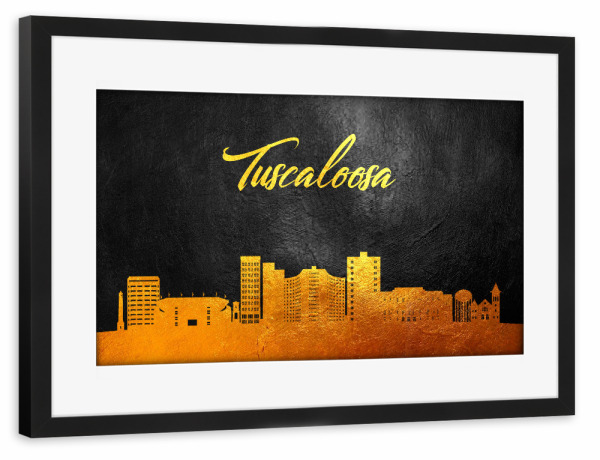 Poster mit Rahmen schwarz "Tuscaloosa Alabama Gold" artboxONE - Städte - Tuscaloosa,Alabama,Gold,Skyline,City,Stadt